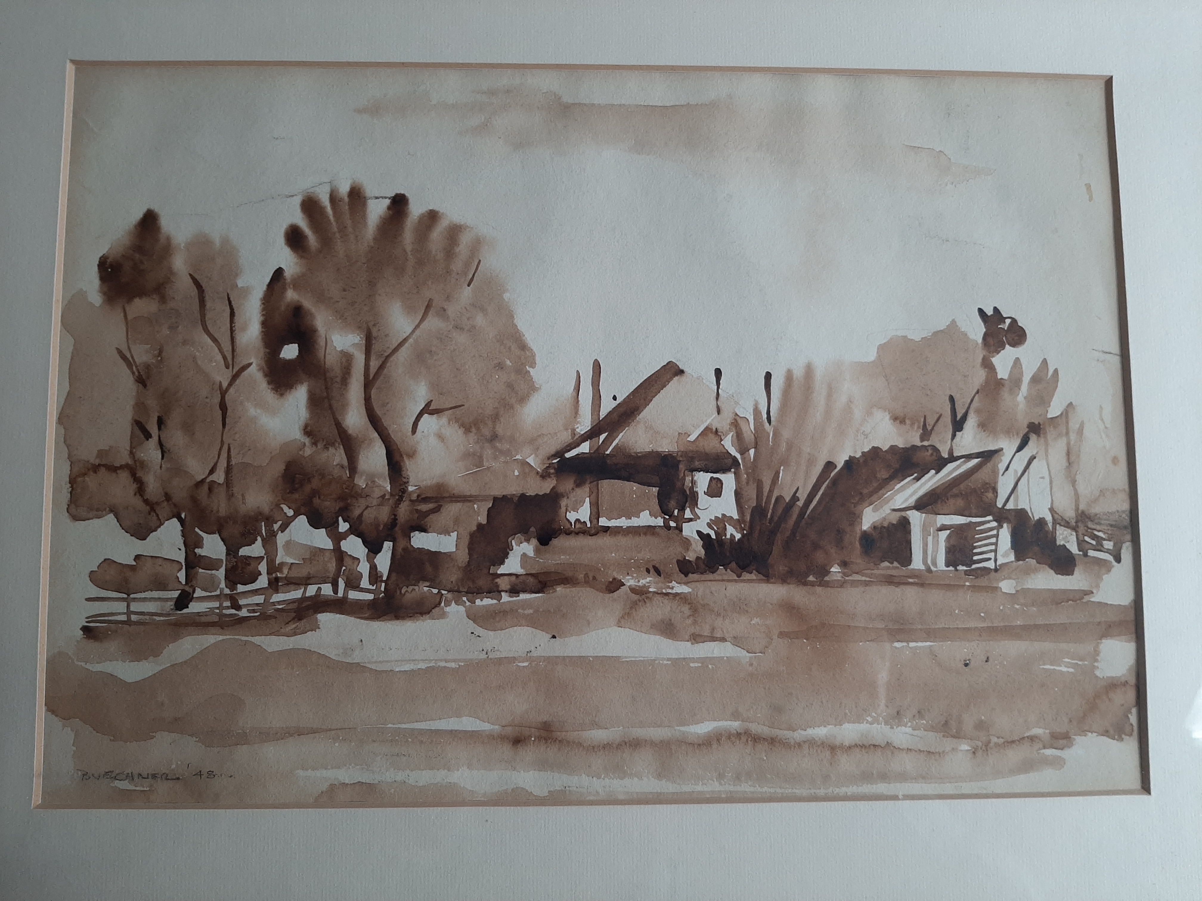 Thomas Buechner - Aquarel, Landschap kopen? Bied vanaf 40!