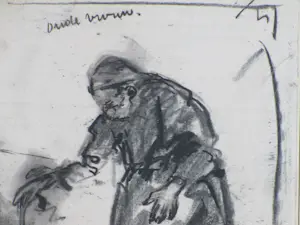 Willem van Dort (sr.) - Oude vrouw - Houtskooltekening kopen? Bied vanaf 40!
