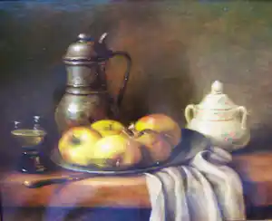 Ad de Roo - Stilleven met appels . kopen? Bied vanaf 200!