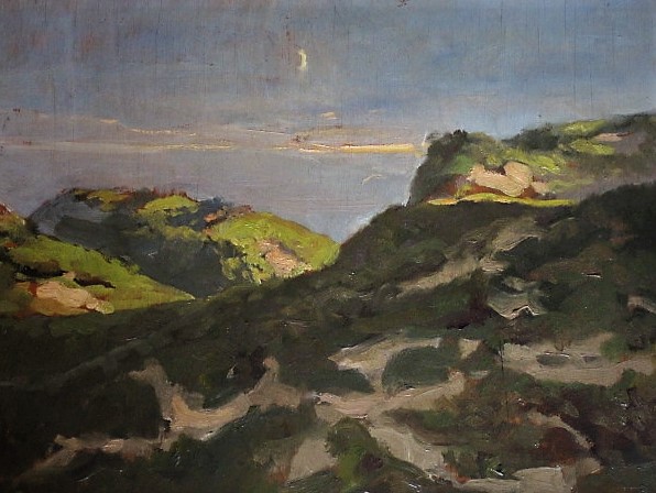 Anton Funke Kupper - Sfeervol impressionistisch olieverf "Duinlandschap bij invallende avond" gesigne verkocht voor € 58!
