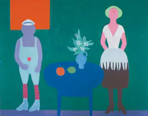Jan Roëde - Litho, Twee figuren, tafel, vaas en fruit kopen? Bied vanaf 100!