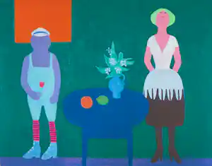 Jan Roëde - Litho, Twee figuren, tafel, vaas en fruit kopen? Bied vanaf 100!