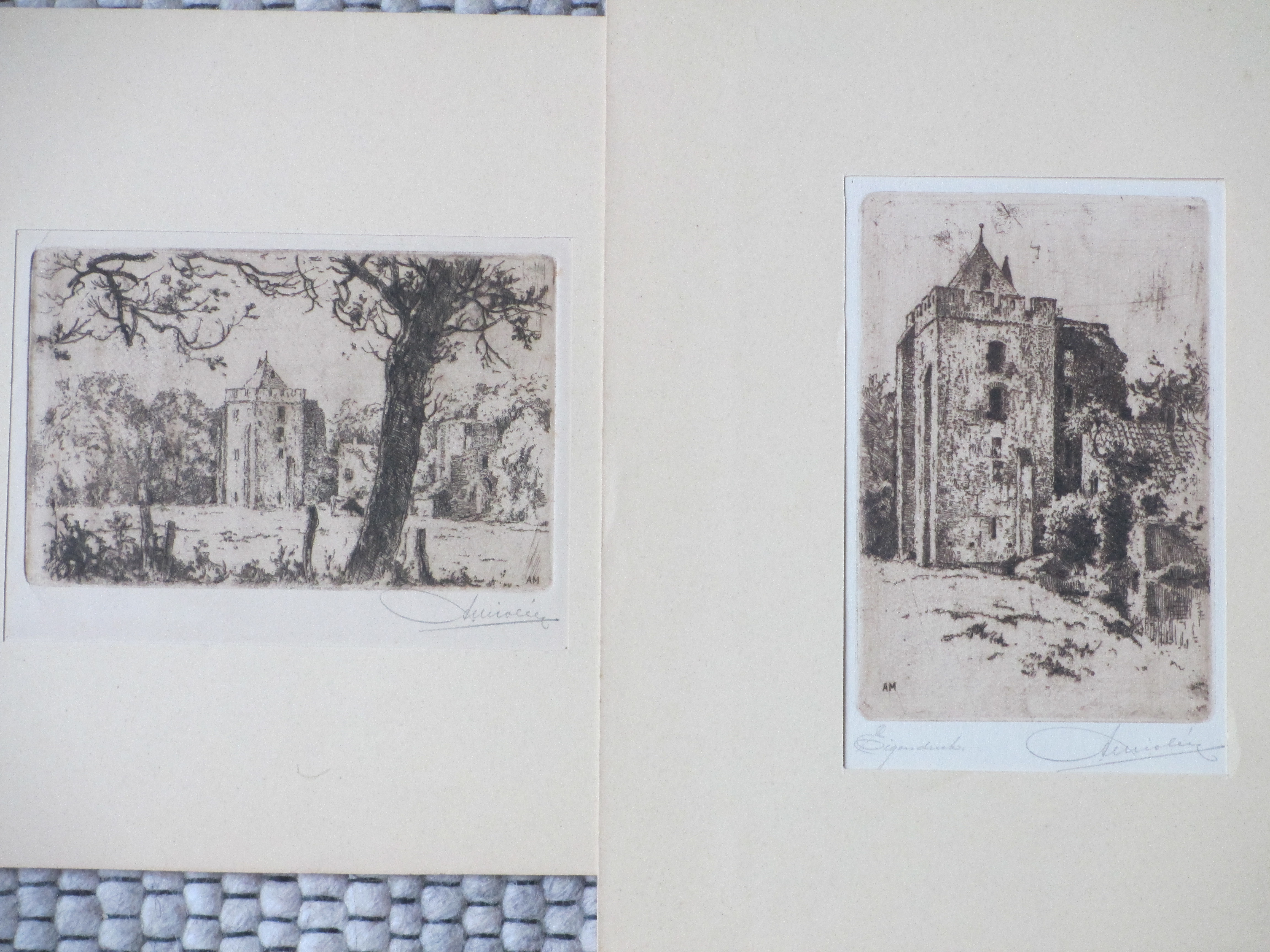 Adrianus Miolee - Ruïne van Brederode - Twee etsen kopen? Bied vanaf 40!
