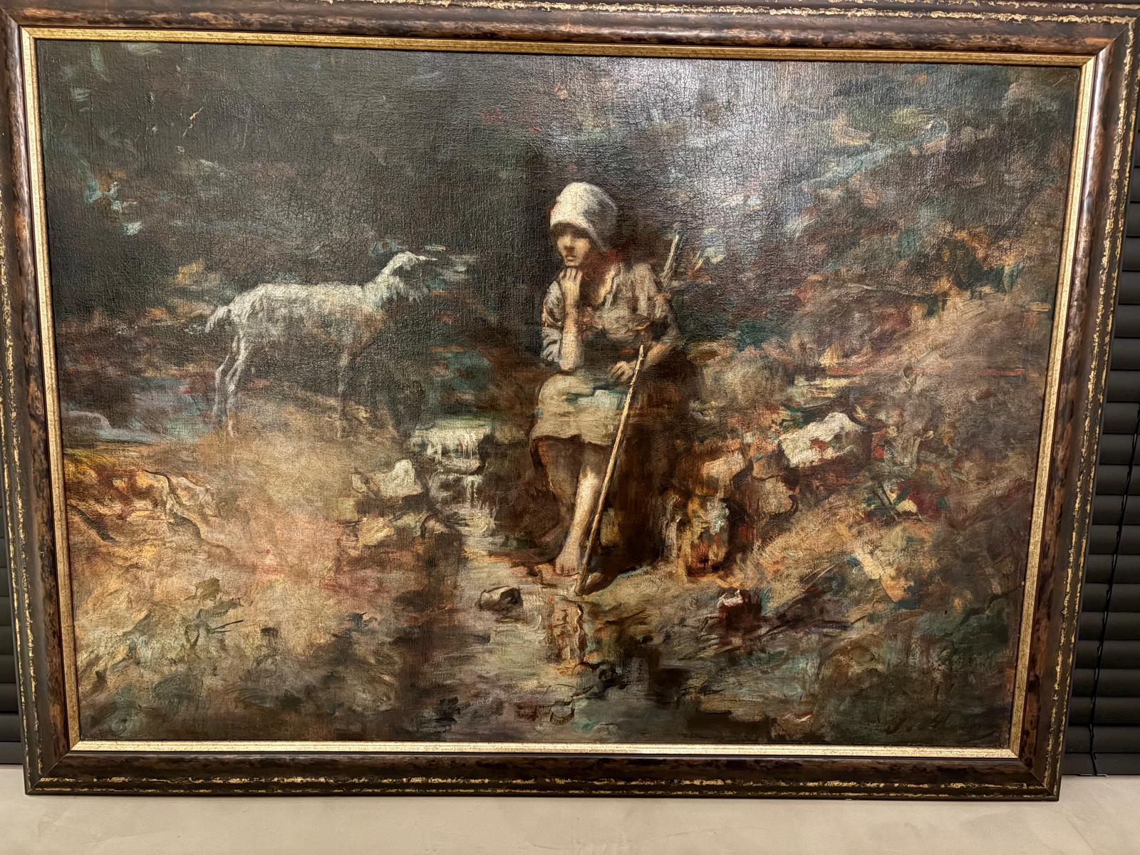 Jacques van Mourik - Meisje en hond aan de Beek (Plasmolen) kopen? Bied vanaf 6000!