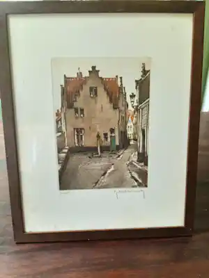 Roger Hebbelinck - Brugge : dtrrat met trapgevel huis en pomp kopen? Bied vanaf 20!