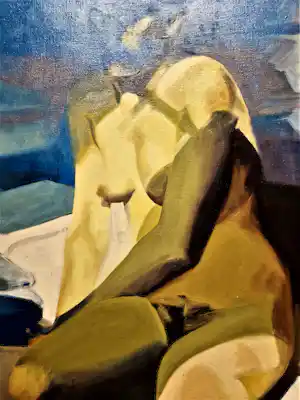 Calin Beloescu - Bekend Roemeens surrealist - GROOT olieverf "Mediterana" - gesigneerd verkocht voor € 120!