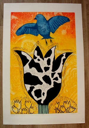 Eliza Kopec - Ets/Aquatint en Houtdruk: Koetulp kopen? Bied vanaf 55!