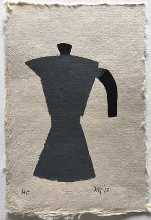 Klaas Gubbels - geschilderde sjabloondruk 'Bialetti' - 2015 kopen? Bied vanaf 195!