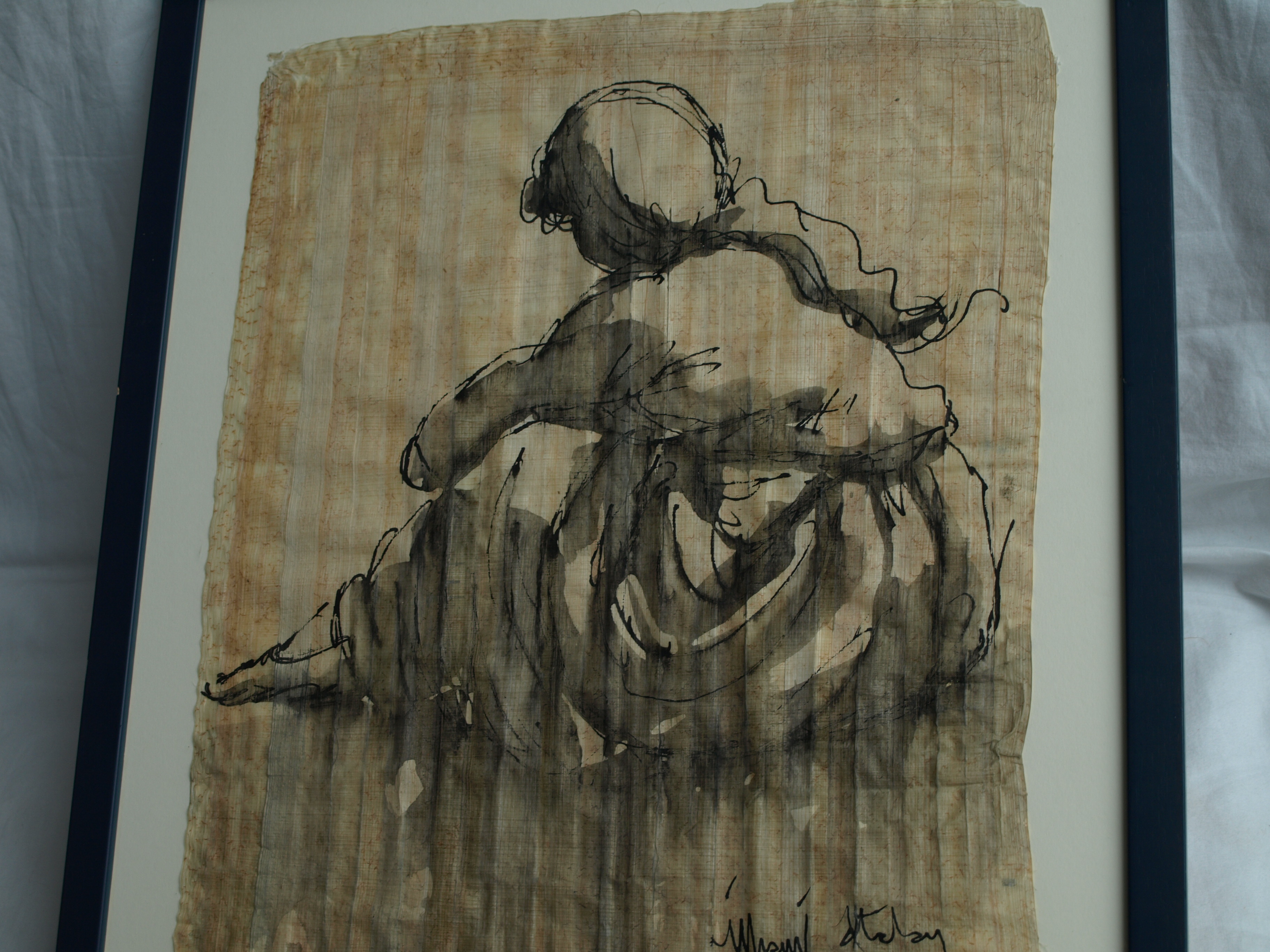 Niet of onleesbaar gesigneerd - Oost-Indische inkt, op zijde? , Portret meisje - gesigneerd & ingelijst - 2004 kopen? Bied vanaf 1!