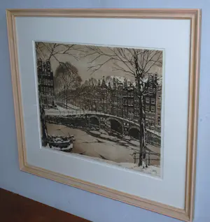 Cornelis Brandenburg - Leidsegracht - Amsterdam - grote ets - nr.25 - ingelijst kopen? Bied vanaf 100!