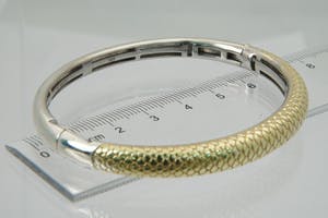 1260 - Massief zilveren en 18 krt goud vergulde bicolor unisex "slaven" armband kopen? Bied vanaf 39!