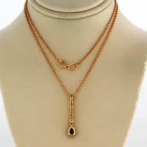 18k rosé gouden collier en hanger bezet met saffier en briljant geslepen diamant kopen? Bied vanaf 360!