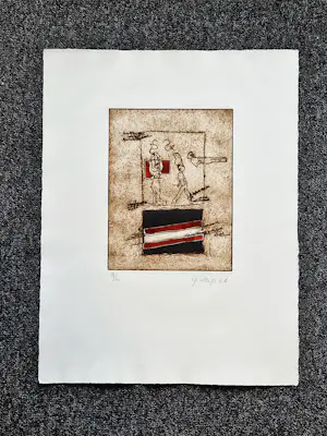 Adriaan Nette - kleuren ets & aquatint op dik papier uit 1975 - gesigneerd - oplage 13/60 - kopen? Bied vanaf 29!