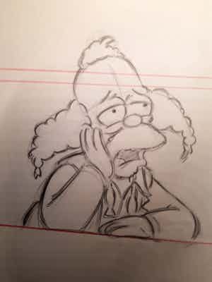 Matt Groening - originele productie tekening, The Simpsons, Krusty The Clown verkocht voor € 70!