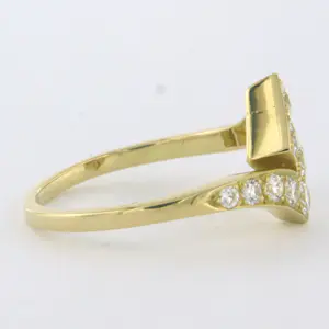 18k geel gouden ring bezet met briljant geslepen diamant 0.50ct - F/G - VS/SI kopen? Bied vanaf 700!