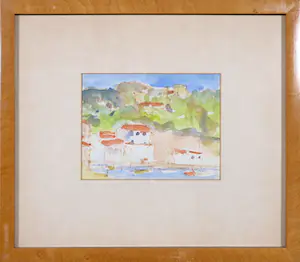 Theo Swagemakers - Aquarel, Havengezicht - Ingelijst kopen? Bied vanaf 50!