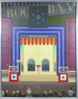 Kees Balvers - Acryl, Circus - Ingelijst verkocht voor € 68!