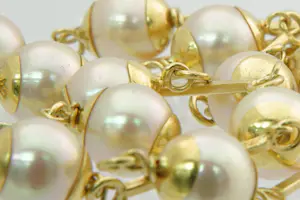 10 - Klassiek en fijn 18 karaats geel-gouden staafjes collier - 14 parels kopen? Bied vanaf 310!