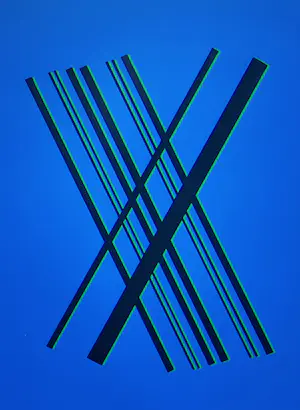 Willem Hussem - Compositie met gekruiste lijnen in blauw, zwart en groen kopen? Bied vanaf 225!