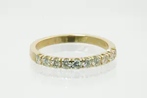 19- Elegante 14 krt geel-goud & diamanten rij- ring - 10 briljantjes 0.50ct kopen? Bied vanaf 330!