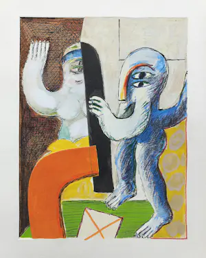 Horst Antes - Strip Teeth, complete uitgave met 7 pochoirs + gesigneerde aquarel kopen? Bied vanaf 695!
