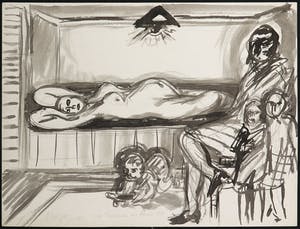 Yvan Theys - Inkttekening, Studie voor het schilderij ''De Geboorte'' kopen? Bied vanaf 1!