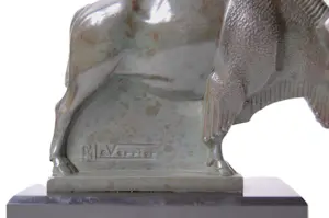 Max Le Verrier - Boekensteunen (2) - Gepatineerd metaal op marmer sokkel - Twee bizons kopen? Bied vanaf 600!