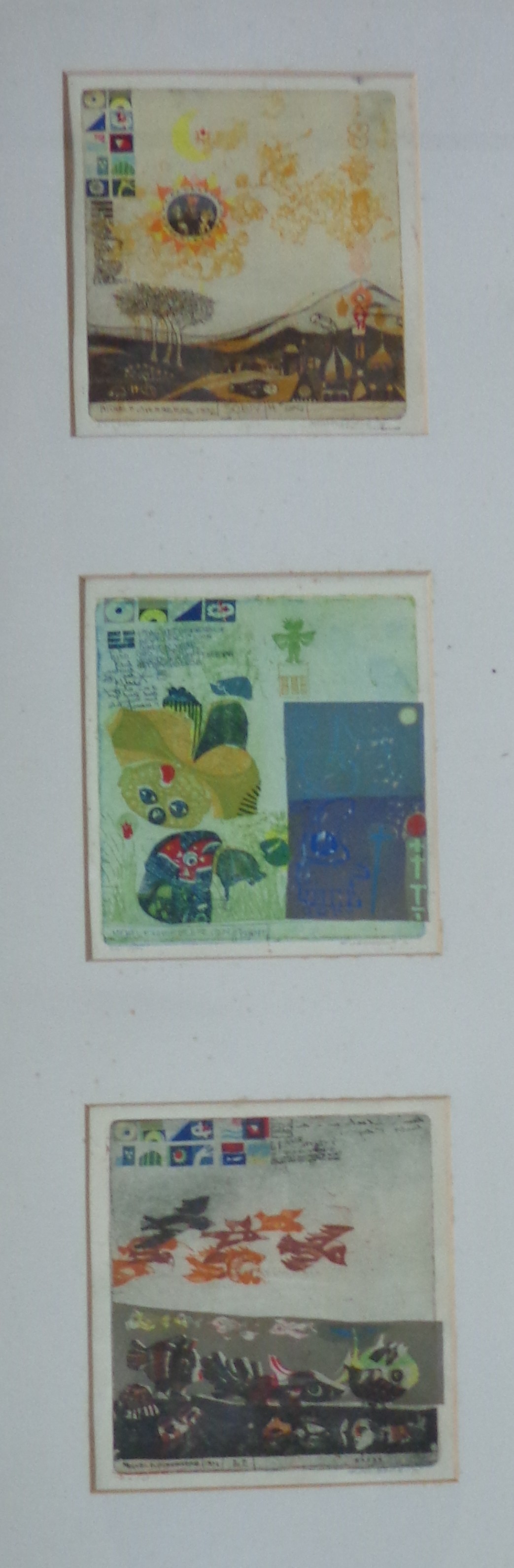 Michel van Overbeeke - SOEN + TSJEN + LI / 3x KLEURETS-AQUATINT / 131x50cm / KADER / SIG / 1972 kopen? Bied vanaf 130!