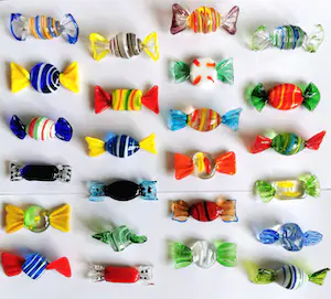 Seguso - 24x Murano Glas Snoepjes / Bonbons / Sweets - Vintage Kunst Venetië kopen? Bied vanaf 70!