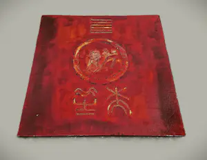 Walter van Oel - groot reliëf rood gelakt olieverf op doek "honouring Chinese characters" kopen? Bied vanaf 99!
