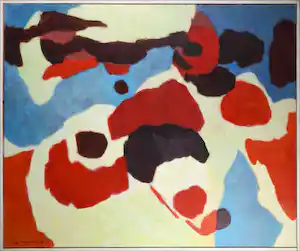 Willem Boon - Olieverf op doek, Abstracte compositie - Ingelijst (Groot) verkocht voor € 450!