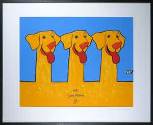 Jacob Herskind - Zeefdruk, The Three Dogs - Ingelijst (Groot) verkocht voor € 135!