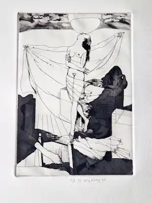 Nicolaas Wijnberg - Monochrome erotische litho "la Luna" - 1973 - zeer kleine oplage (2/6) verkocht voor € 37!