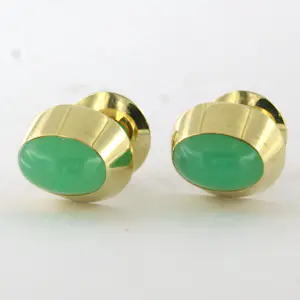 14k geel gouden oorknoppen bezet met chrysopraas – 5.7 gram kopen? Bied vanaf 410!