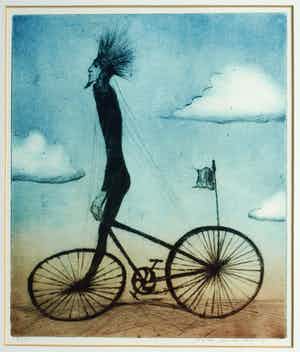 Frederik van Batenburg - Ingelijste ets, “Verheven fietser” – oplage 25 ex. verkocht voor € 51!
