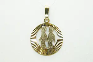 70 - 14 karaats geelgouden vintage zodiac hanger met afbeelding Tweeling kopen? Bied vanaf 130!