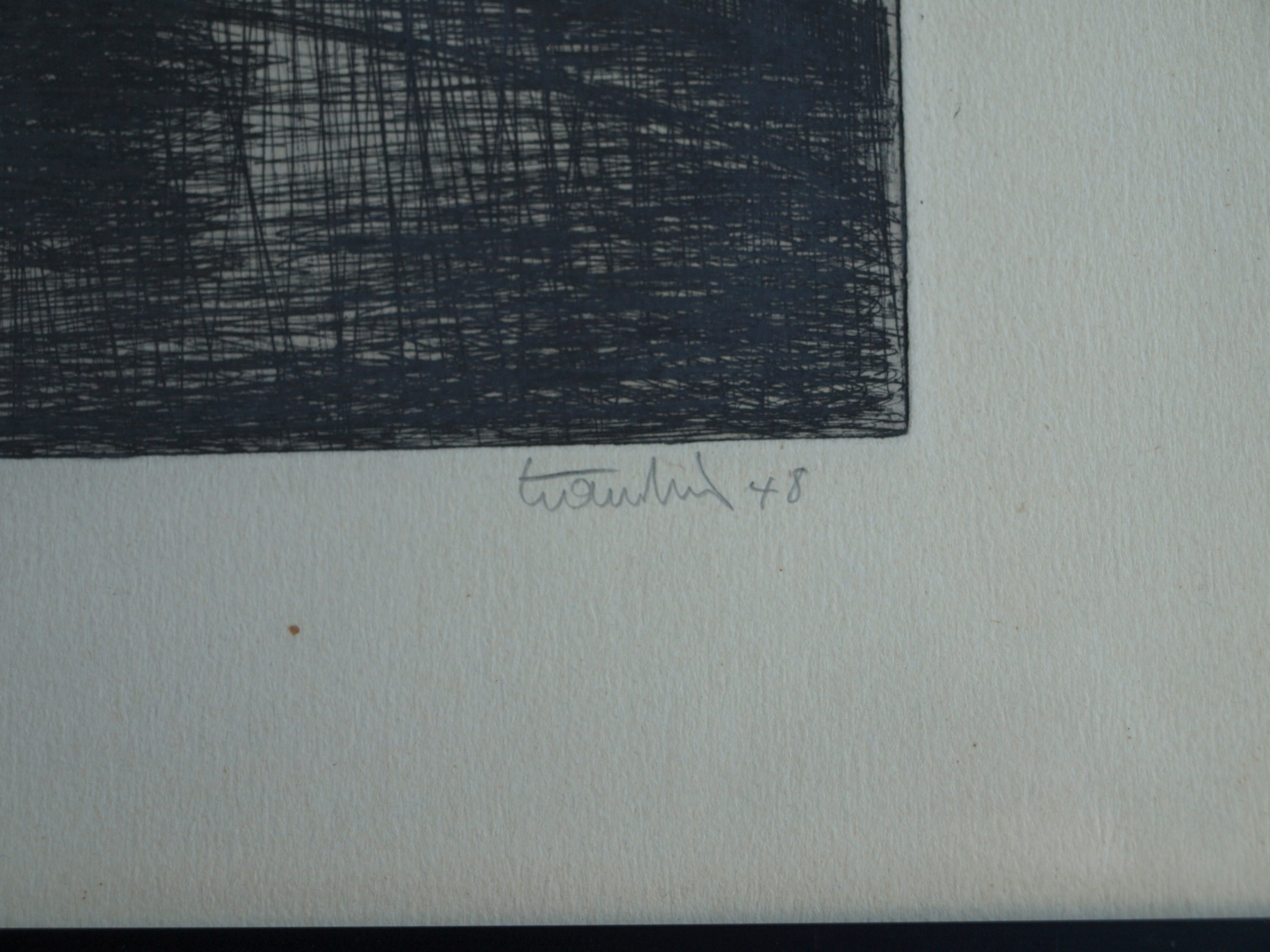Niet of onleesbaar gesigneerd - Gesigneerde ets – Landschap in de regen – ingelijst – 1948 kopen? Bied vanaf 1!