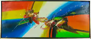 Lee Cole - Acryl op doek, Zonder Titel - Ingelijst (Groot) verkocht voor € 35!