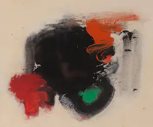 Eugène Brands - Ingelijste gouache: Abstracte voorstelling: black centre - 1993 kopen? Bied vanaf 1295!