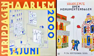 Joost Swarte - Duo set Haarlem Posters: "Open Monumentendagen" (1995) & "Stripdagen 2000" verkocht voor € 40!