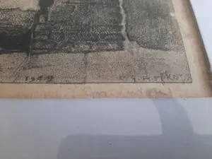 Willem Gerard Hofker - Ets, Prinsenhof en Oude Kerk te Delft kopen? Bied vanaf 35!