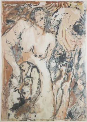 Willem Janssen - Aquarel op papier, Vrouw met vogel - Ingelijst (Groot) kopen? Bied vanaf 50!