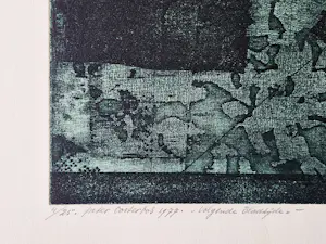 Peter Oosterbos - Grote, in kleine oplage (15) gemaakte reliëf Ets "volgende bladzij" potloodges. kopen? Bied vanaf 38!