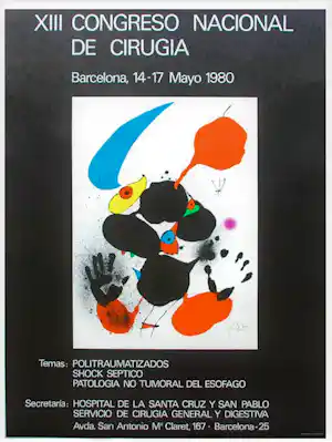 Joan Miro - Kleurenoffset-litho. Affiche: CONGRESO NATIONAL uit 1980 (zeldzaam) verkocht voor € 59!