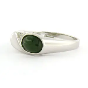 14k wit gouden ring met mos agaat en single cut geslepen diamant tot. 0.01ct kopen? Bied vanaf 200!
