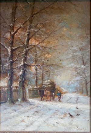 Niet of onleesbaar gesigneerd - winter landschap met boerenwagen kopen? Bied vanaf 1!