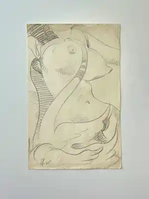 Victor Servranckx - surrealistische compositie met naakt en zwaan kopen? Bied vanaf 395!