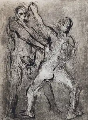 Constant - Vechtpartij, suikeraquatint ets (kleine oplage) verkocht voor € 550!