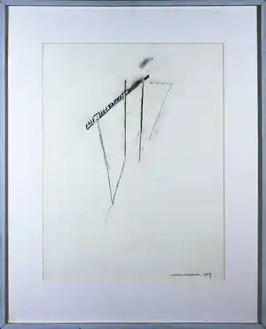 Marten Hendriks - Houtskooltekening, Zonder titel - Ingelijst verkocht voor € 70!