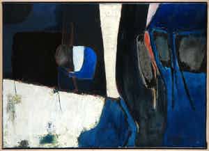 Jos Schimmer - Olieverf op doek, Compositie zwart wit - Ingelijst (Groot) verkocht voor € 270!